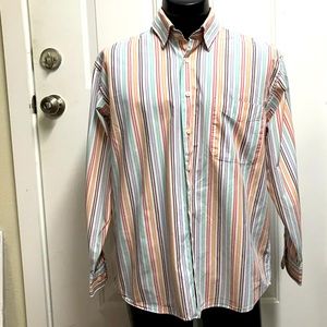 alan flusser mens large striped button Down shirt